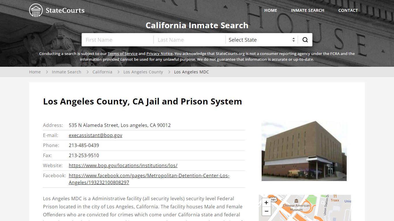Los Angeles MDC Inmate Records Search, California ...